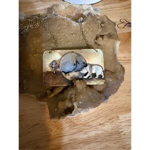 Necklace, Montana Agate and Brass Necklace, NEW, Handmade, Outdoors, Artisan